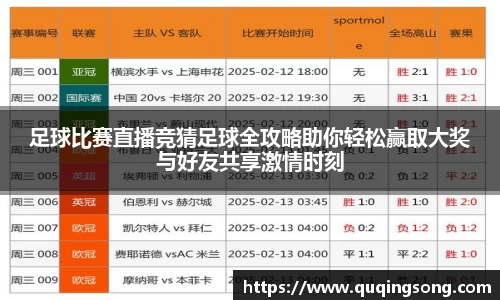 足球比赛直播竞猜足球全攻略助你轻松赢取大奖与好友共享激情时刻